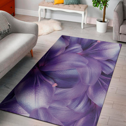 Purple Lily Flower Print Area Rug