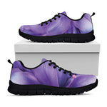 Purple Lily Flower Print Black Sneakers