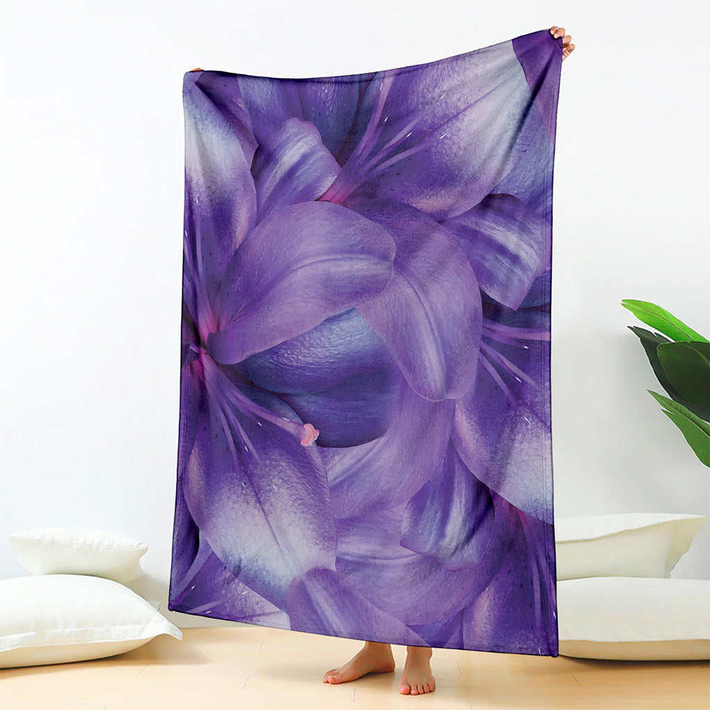 Purple Lily Flower Print Blanket