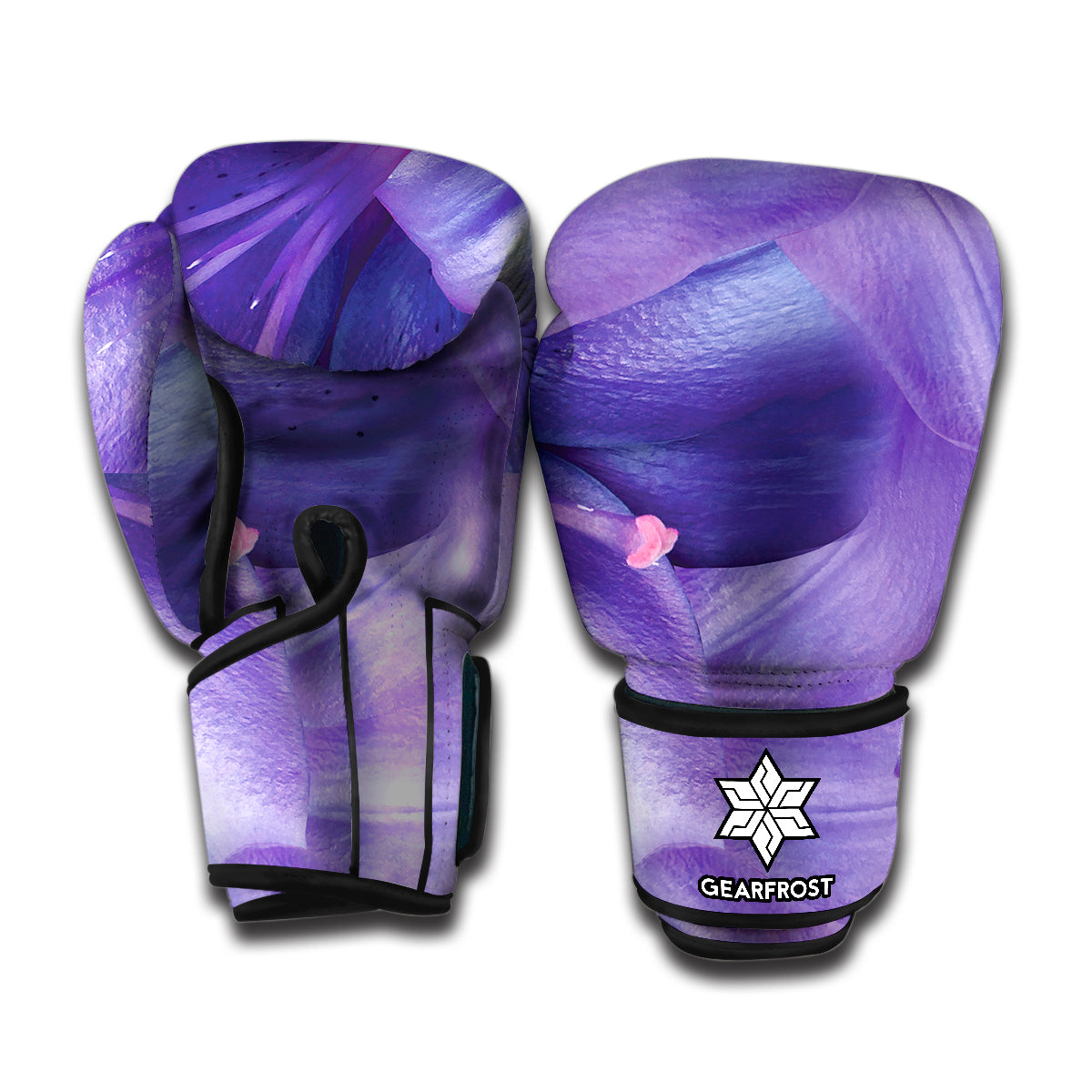 Purple Lily Flower Print Boxing Gloves