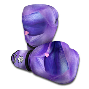 Purple Lily Flower Print Boxing Gloves