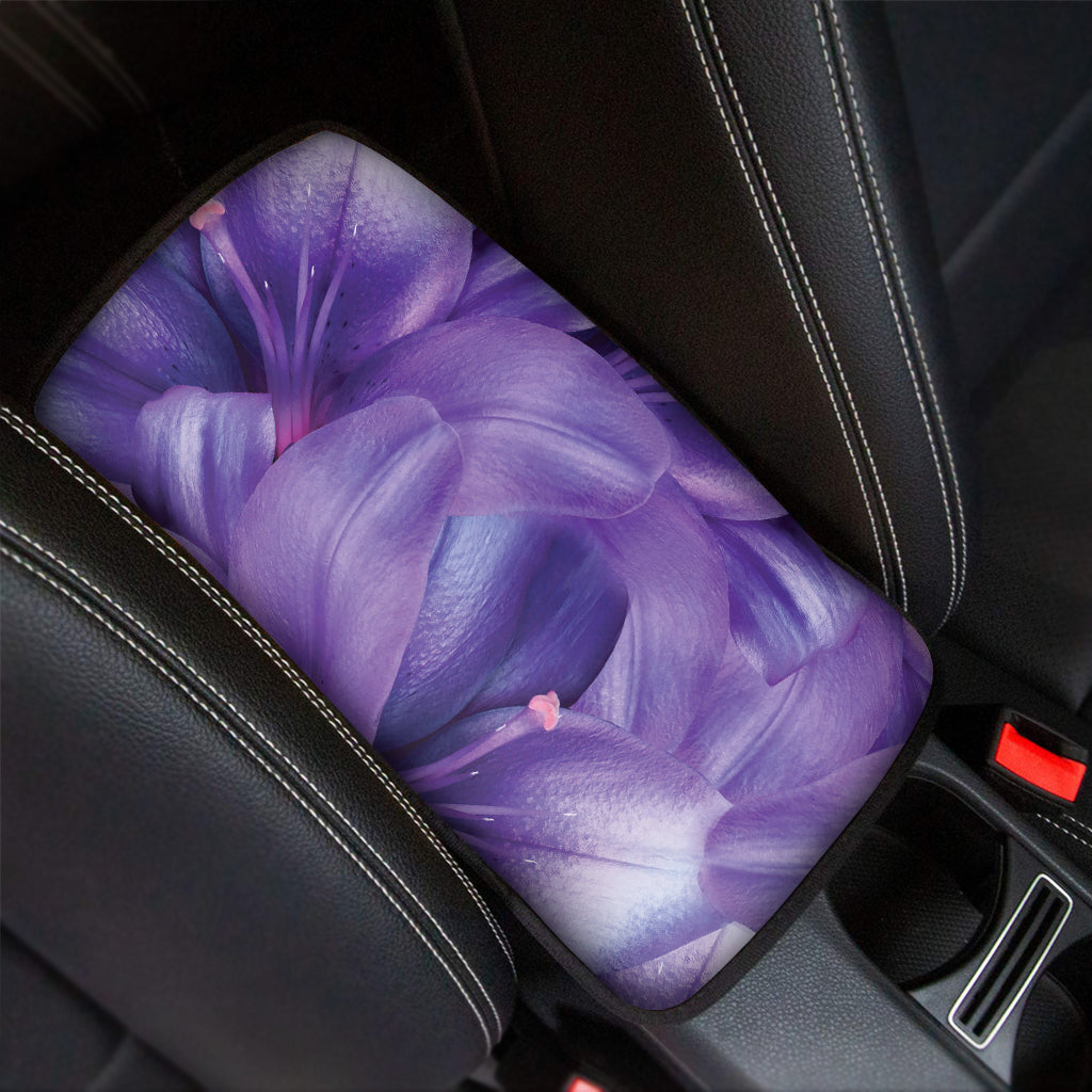 Purple Lily Flower Print Car Center Console Cover