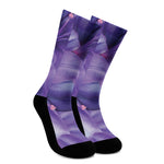 Purple Lily Flower Print Crew Socks