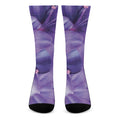 Purple Lily Flower Print Crew Socks