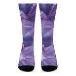 Purple Lily Flower Print Crew Socks