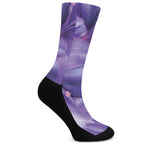 Purple Lily Flower Print Crew Socks