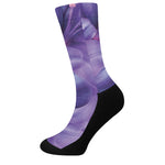 Purple Lily Flower Print Crew Socks