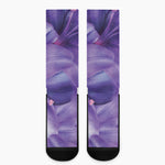 Purple Lily Flower Print Crew Socks