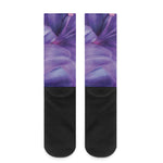 Purple Lily Flower Print Crew Socks