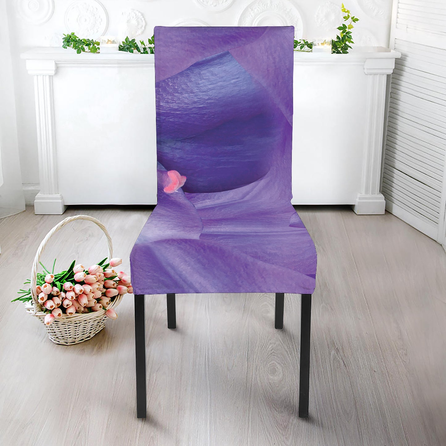 Purple Lily Flower Print Dining Chair Slipcover