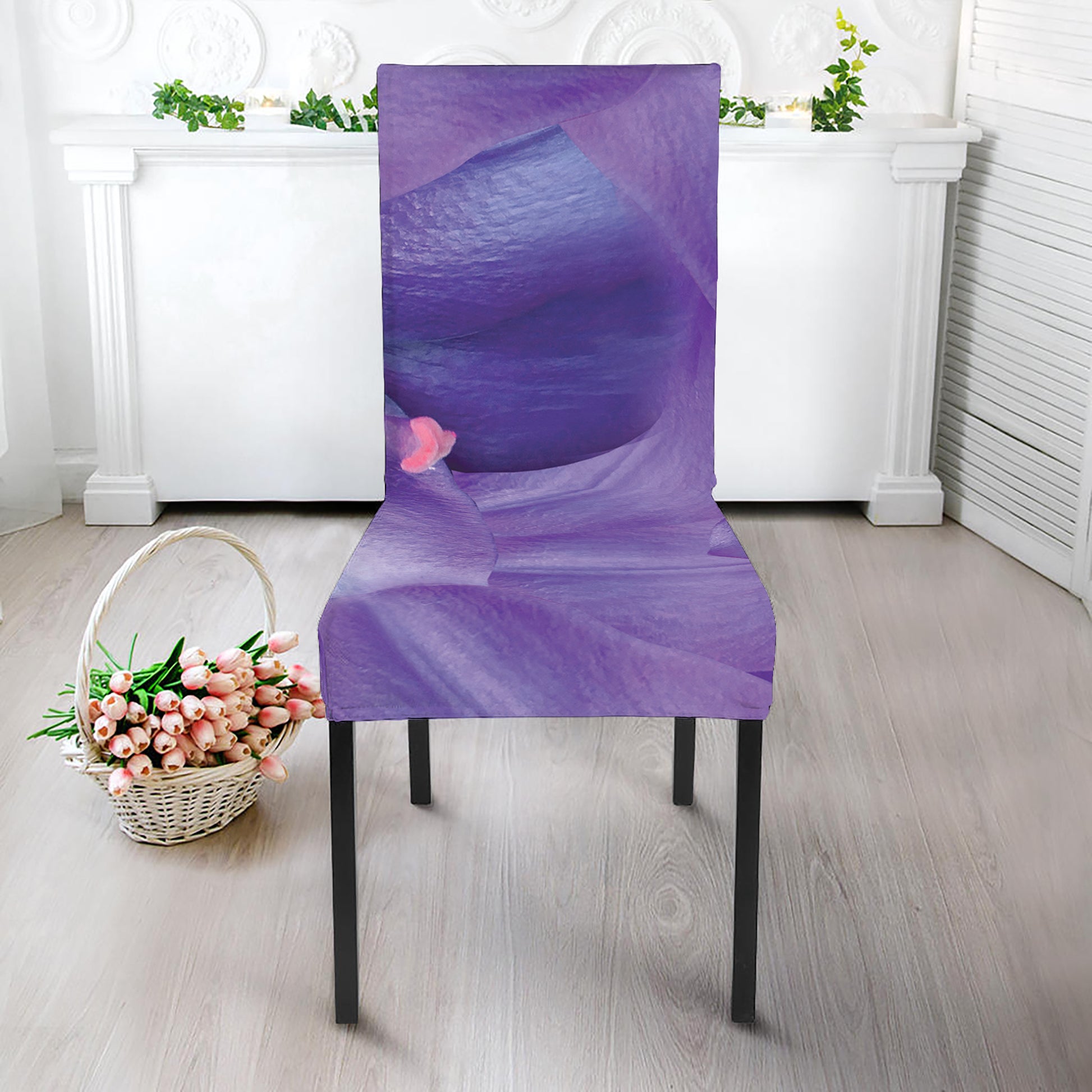 Purple Lily Flower Print Dining Chair Slipcover