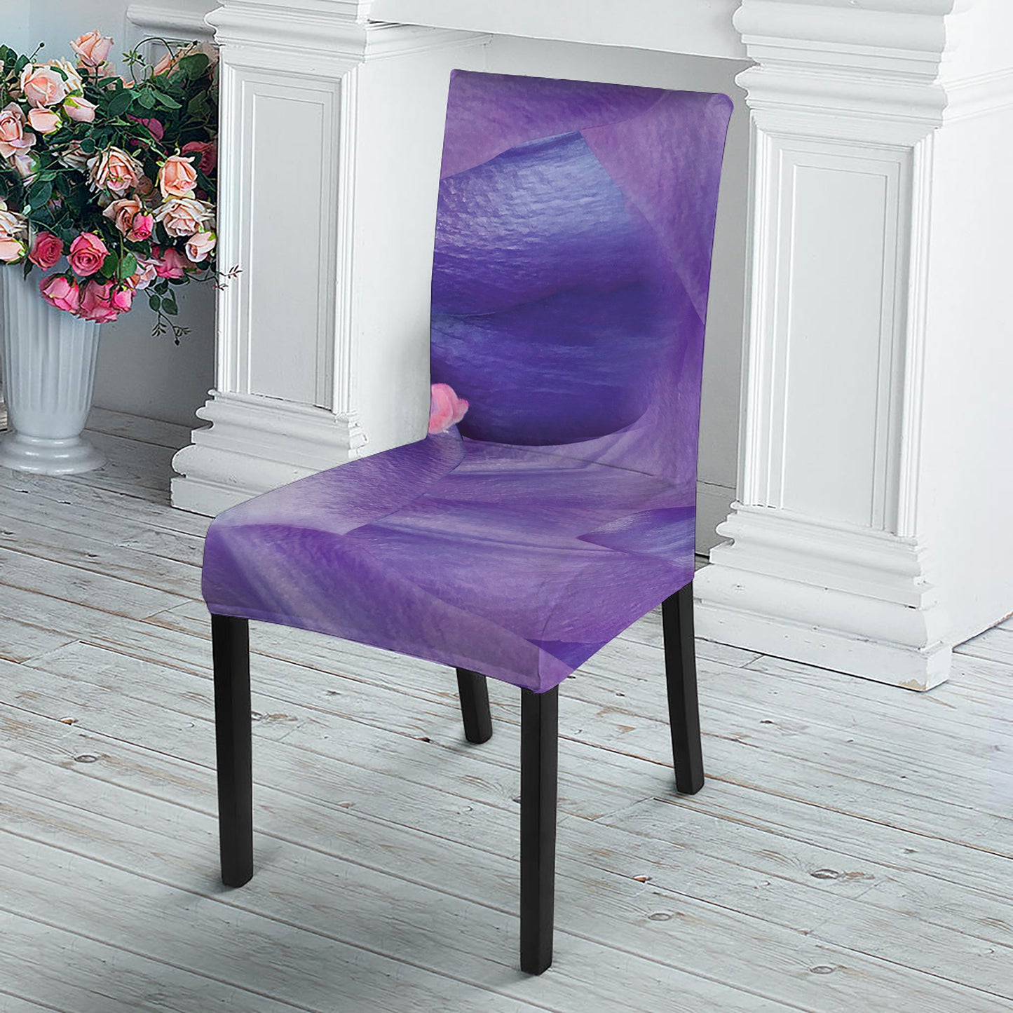 Purple Lily Flower Print Dining Chair Slipcover