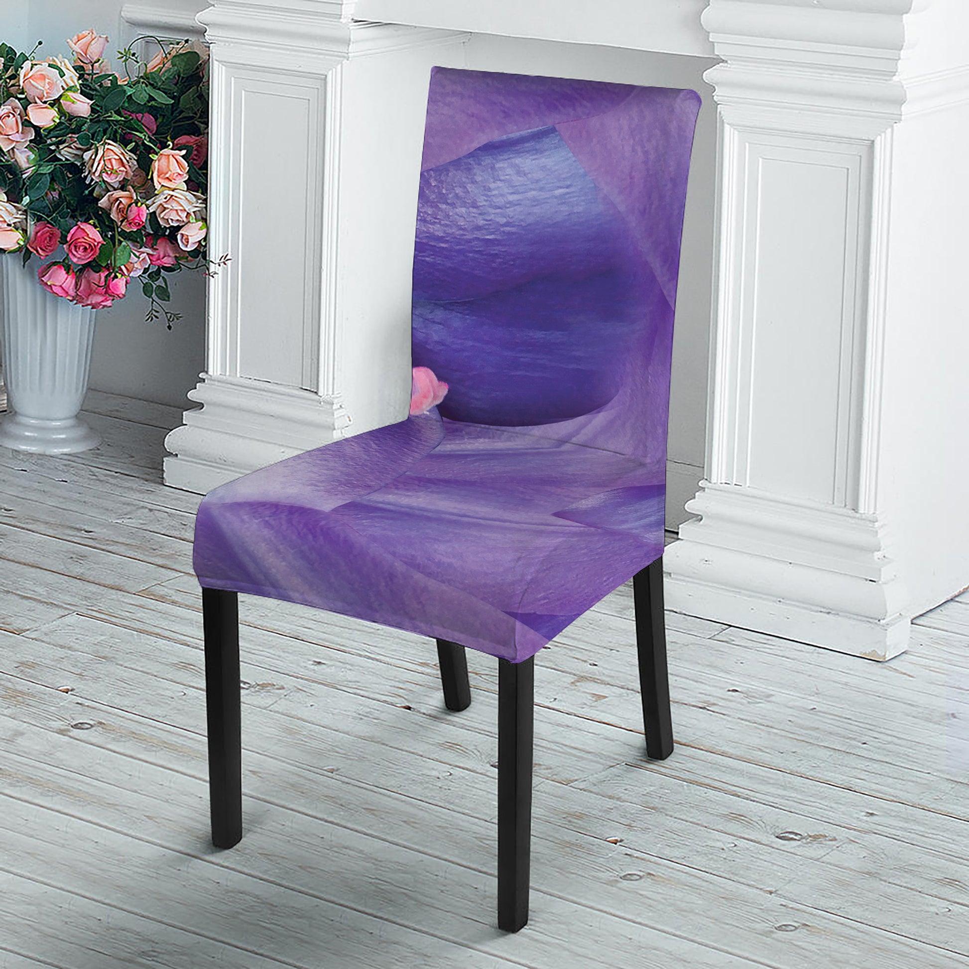 Purple Lily Flower Print Dining Chair Slipcover