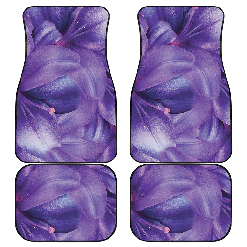 Purple Lily Flower Print Front and Back Car Floor Mats