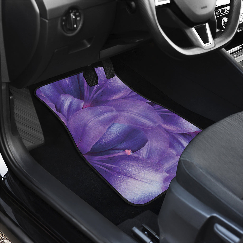 Purple Lily Flower Print Front and Back Car Floor Mats