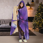 Purple Lily Flower Print Hooded Blanket