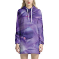 Purple Lily Flower Print Pullover Hoodie Dress