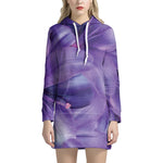 Purple Lily Flower Print Hoodie Dress
