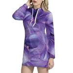 Purple Lily Flower Print Hoodie Dress
