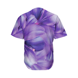 Purple Lily Flower Print Men's Baseball Jersey