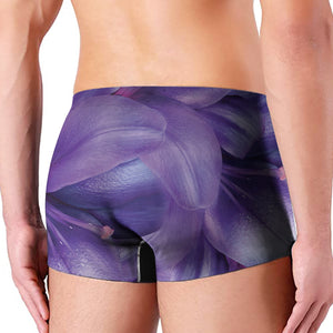 Purple Lily Flower Print Men's Boxer Briefs