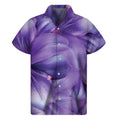 Purple Lily Flower Print Men's Short Sleeve Shirt