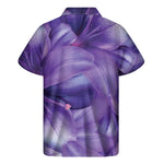 Purple Lily Flower Print Men's Short Sleeve Shirt