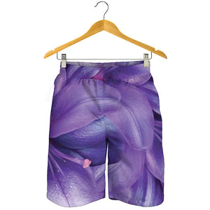 Purple Lily Flower Print Men's Shorts