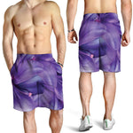 Purple Lily Flower Print Men's Shorts