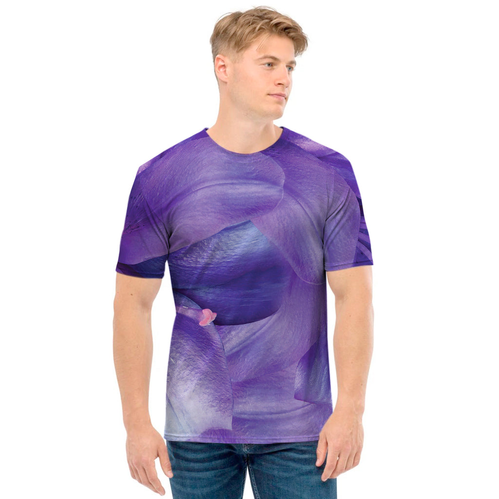 Purple Lily Flower Print Men's T-Shirt