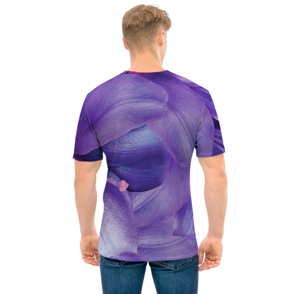 Purple Lily Flower Print Men's T-Shirt