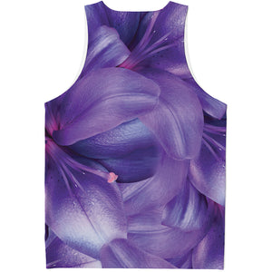 Purple Lily Flower Print Men's Tank Top