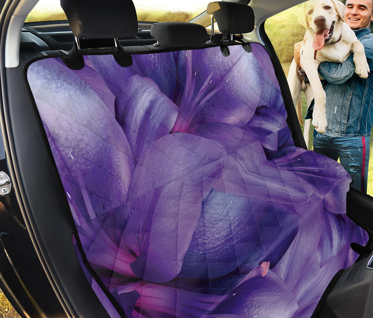 Purple Lily Flower Print Pet Car Back Seat Cover