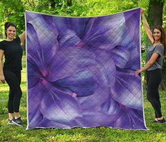 Purple Lily Flower Print Quilt