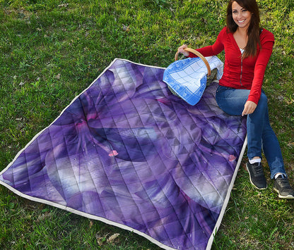 Purple Lily Flower Print Quilt