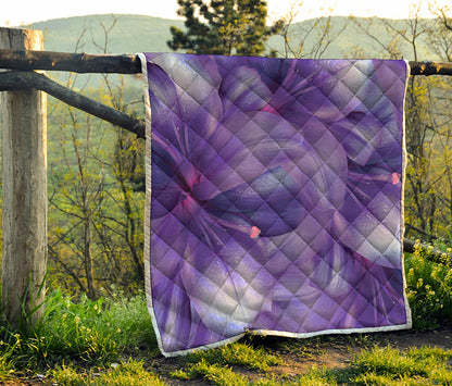 Purple Lily Flower Print Quilt