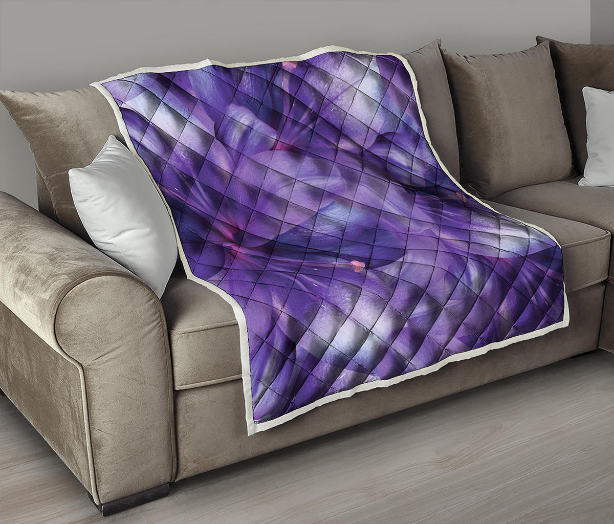 Purple Lily Flower Print Quilt