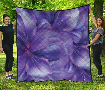 Purple Lily Flower Print Quilt