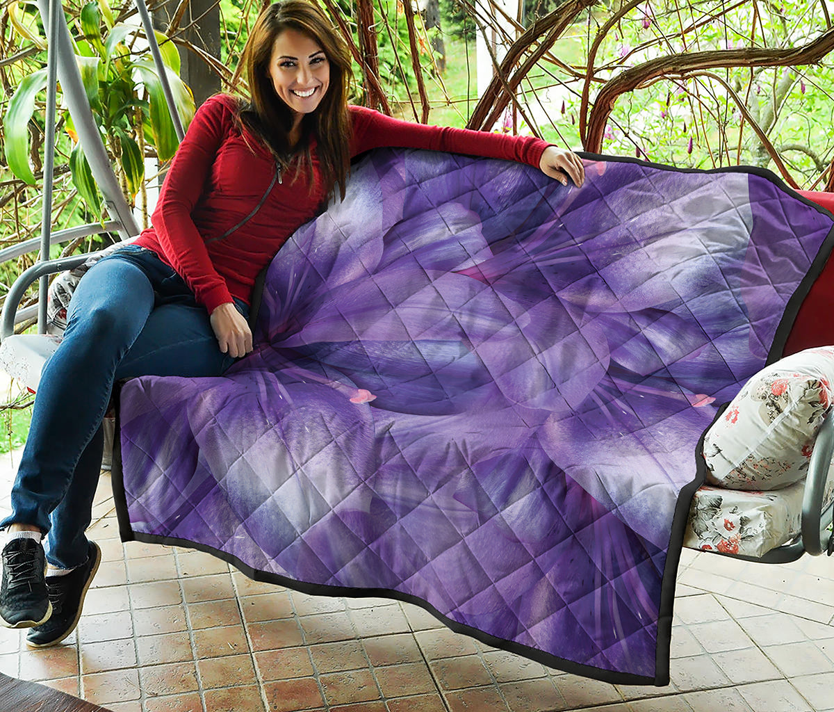Purple Lily Flower Print Quilt