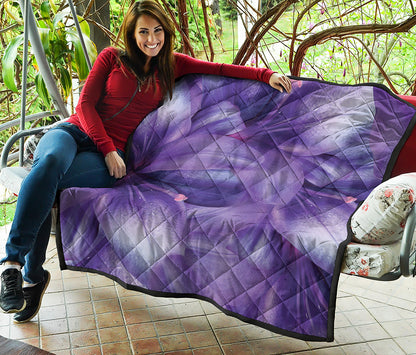 Purple Lily Flower Print Quilt