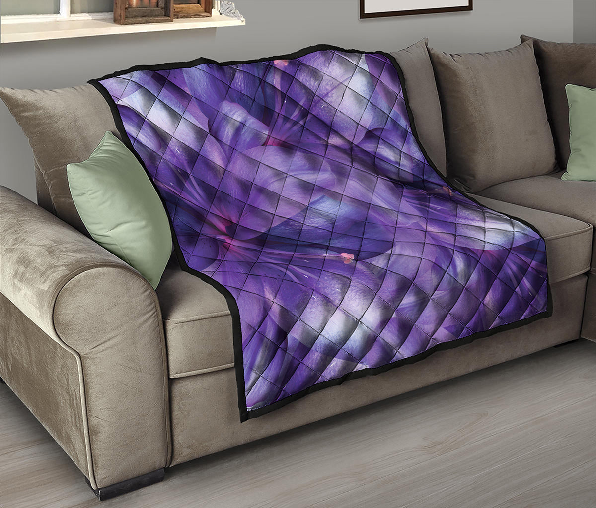 Purple Lily Flower Print Quilt