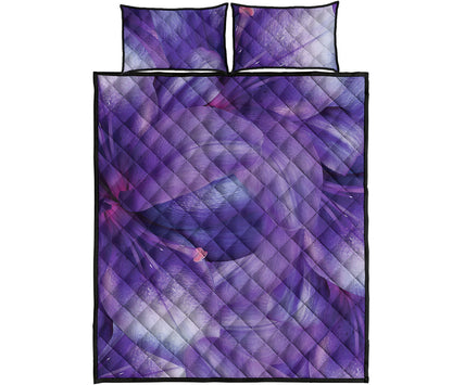 Purple Lily Flower Print Quilt Bed Set