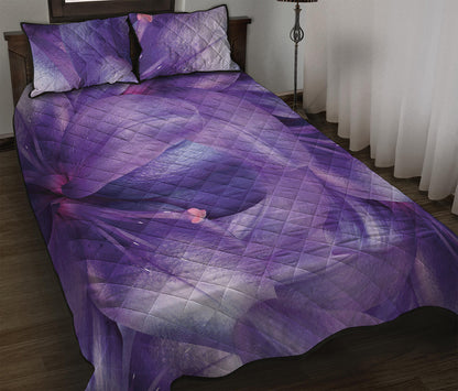 Purple Lily Flower Print Quilt Bed Set
