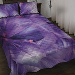 Purple Lily Flower Print Quilt Bed Set