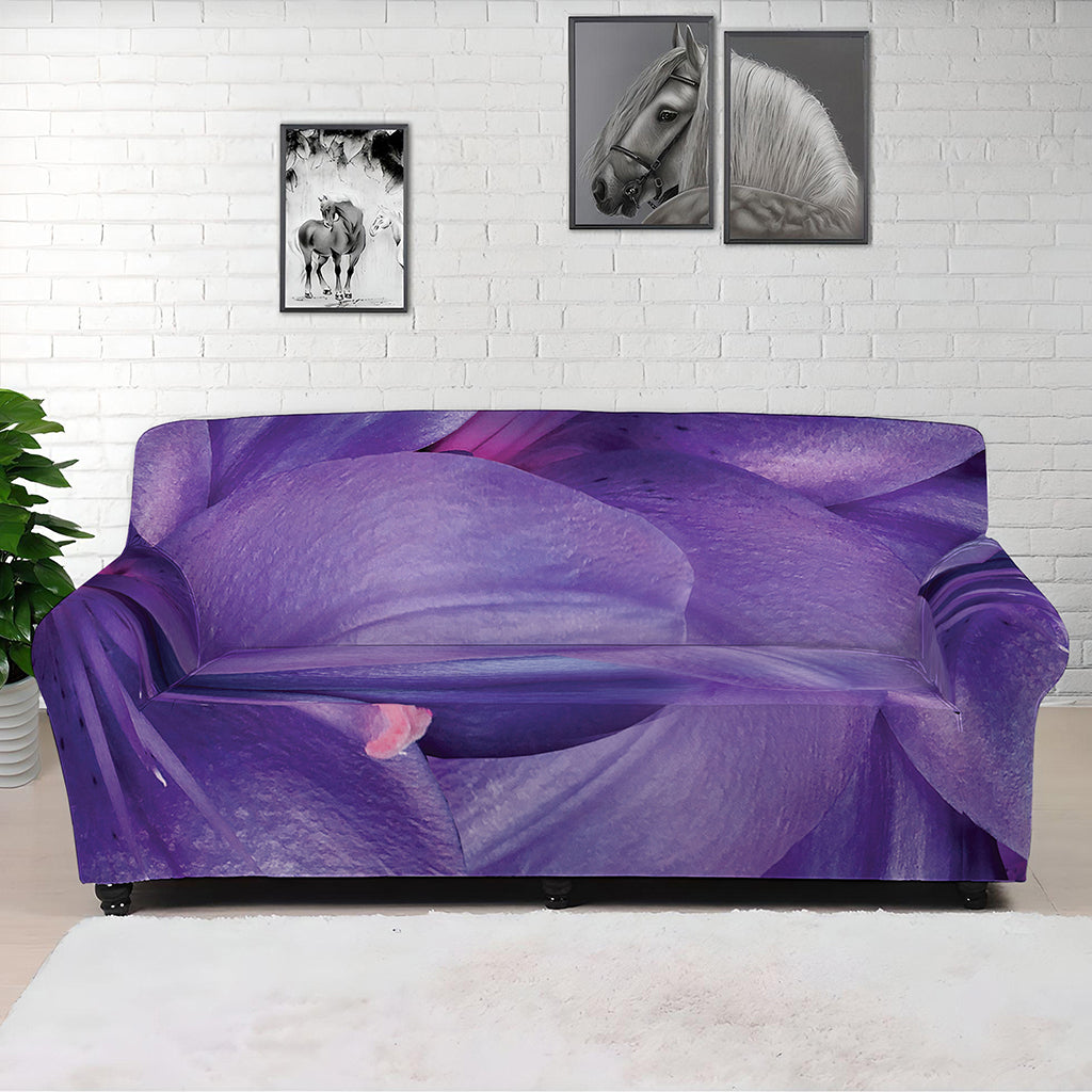 Purple Lily Flower Print Sofa Cover