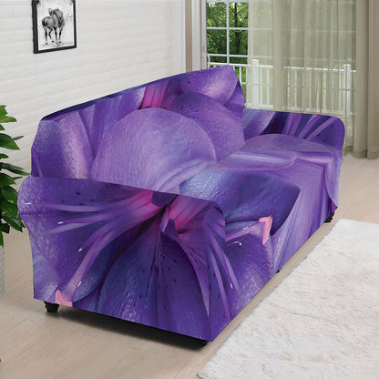 Purple Lily Flower Print Sofa Cover