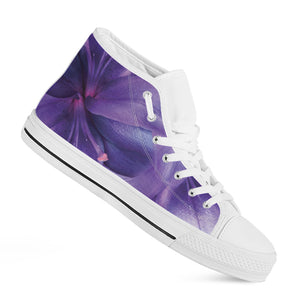 Purple Lily Flower Print White High Top Shoes