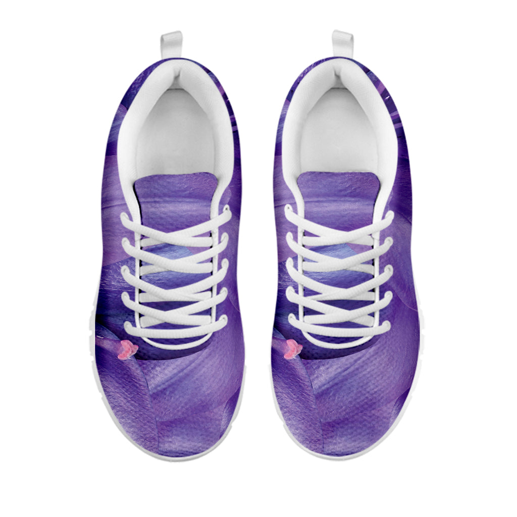 Purple Lily Flower Print White Sneakers