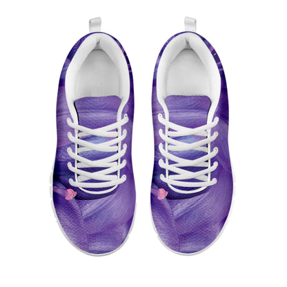Purple Lily Flower Print White Sneakers