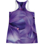Purple Lily Flower Print Women's Racerback Tank Top
